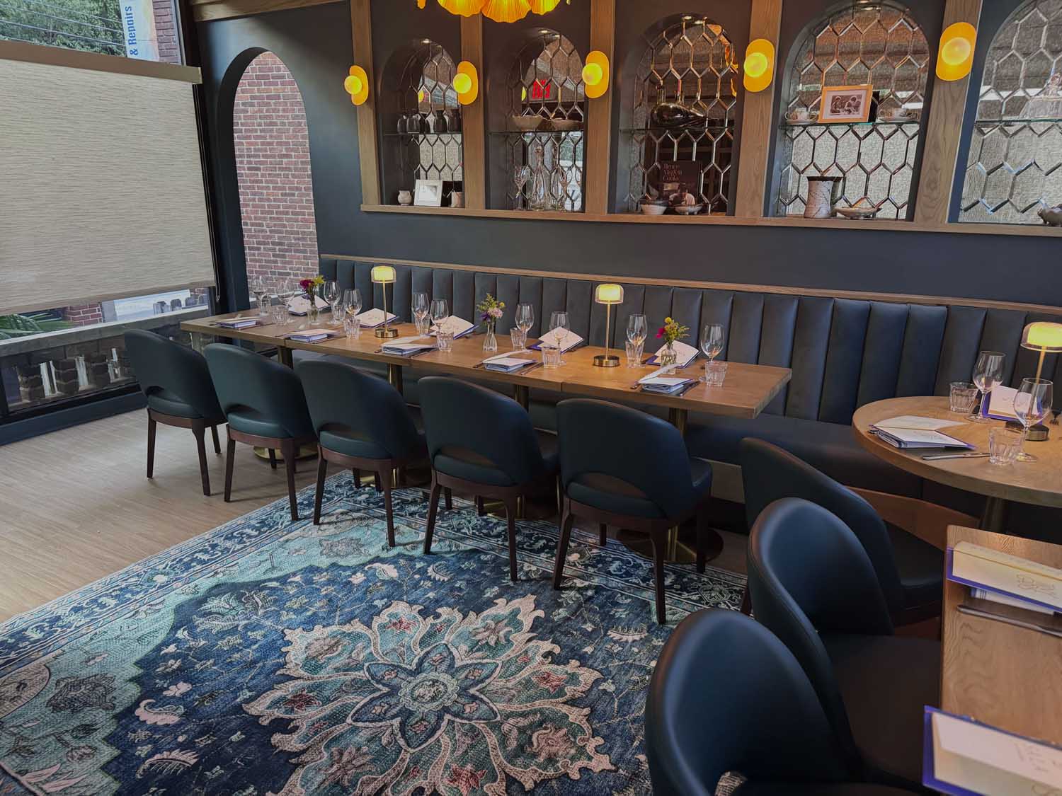 upstairs restaurant room with big windows